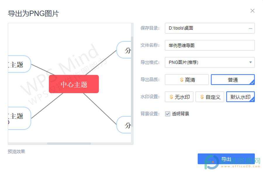 ​电脑版WPS演示文稿怎么单独导出思维导图